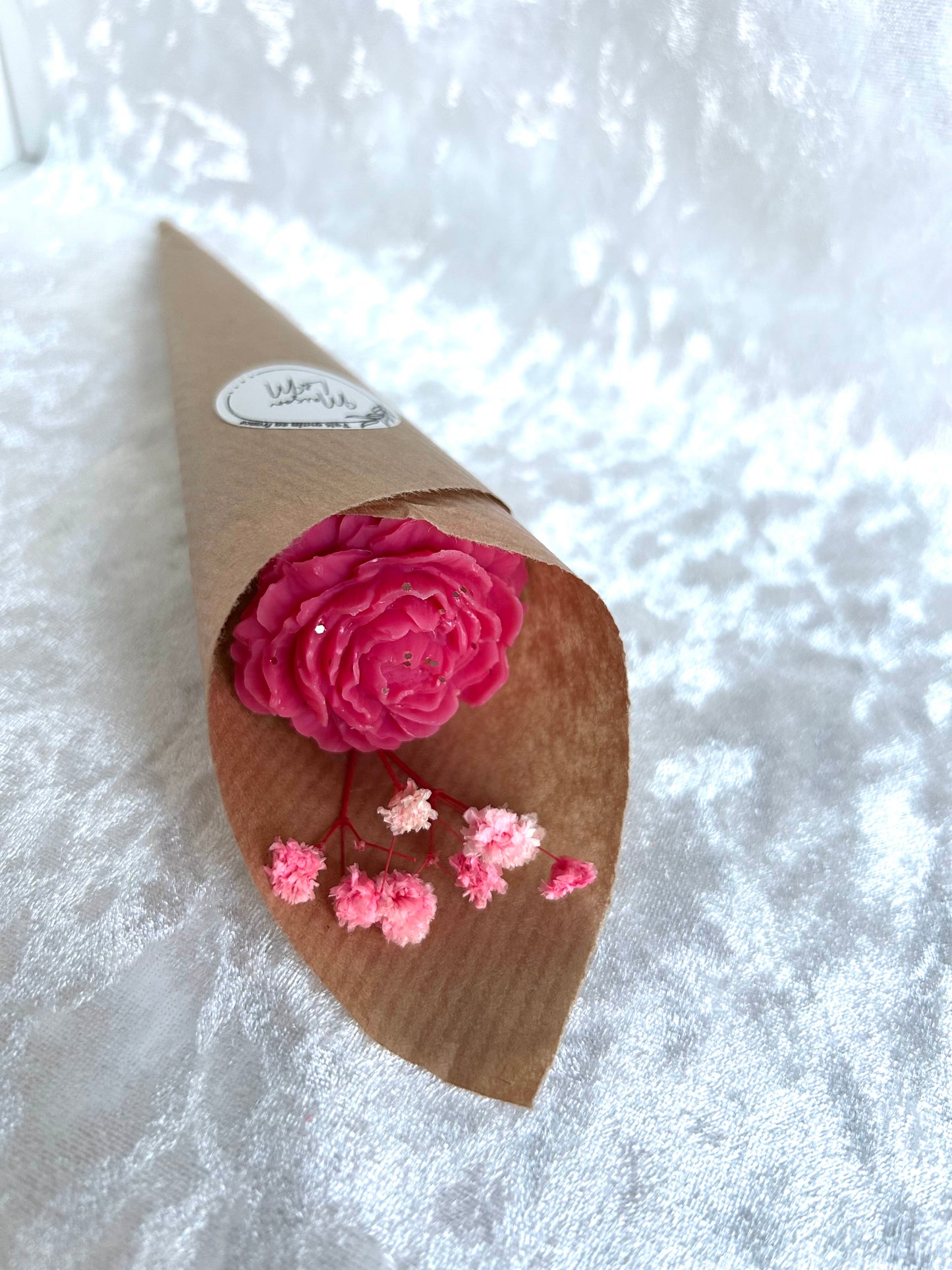 SPECIAL OCTOBRE ROSE Cornet parfumé pivoine pailleté fleur de cerisier