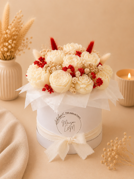 Bouquet floral rouge et blanc