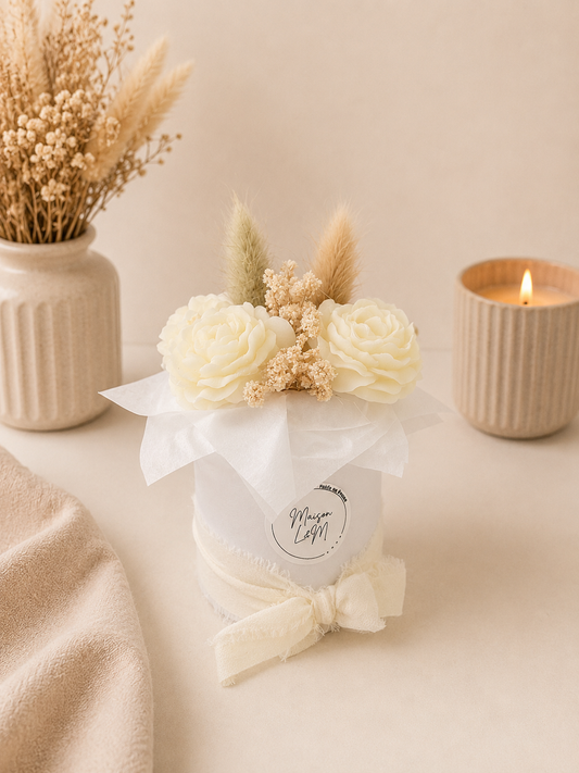Bouquet pivoine ouverte blanc