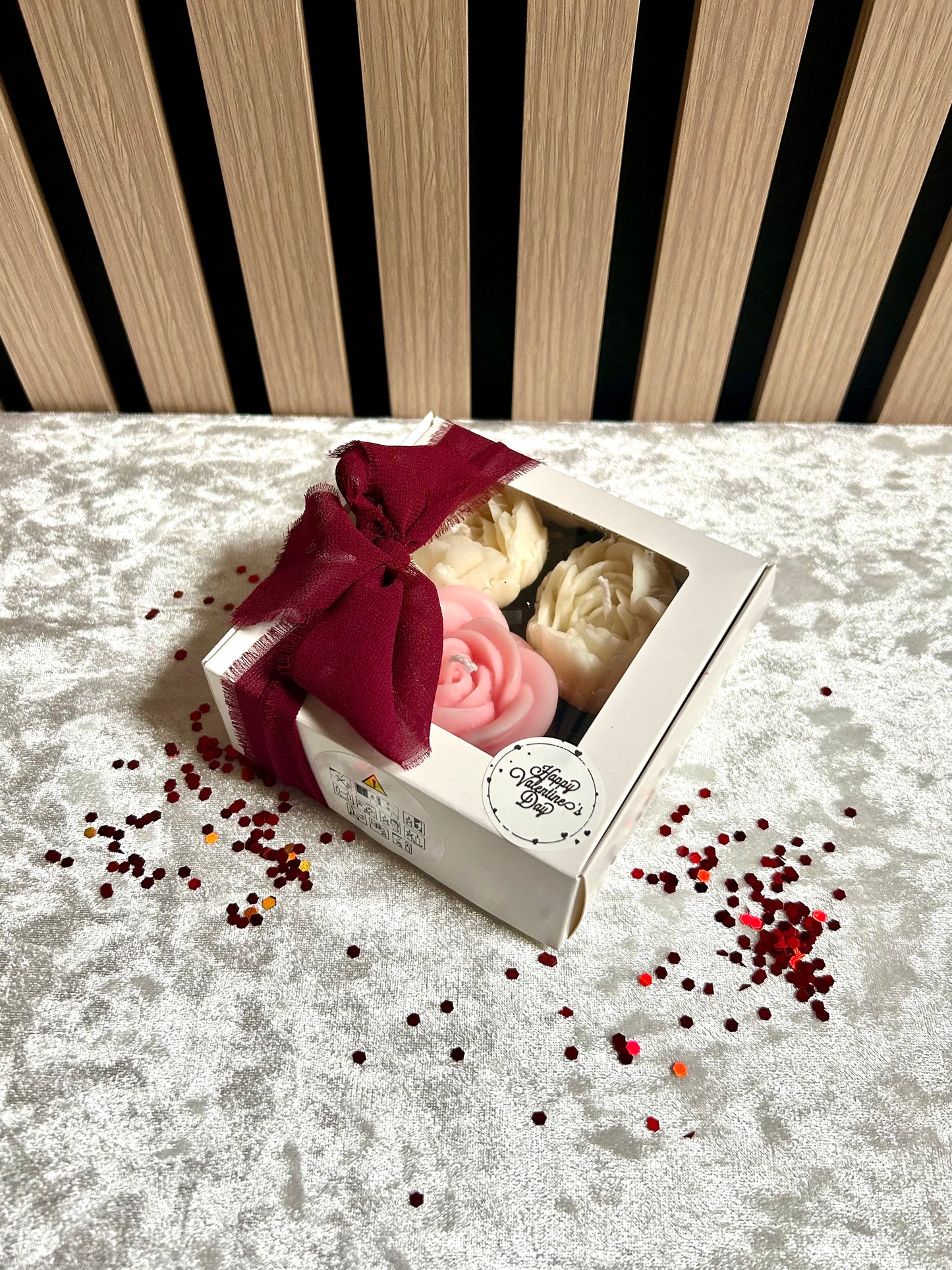 Coffret Saint-Valentin – Trio de Bougies Fleuries