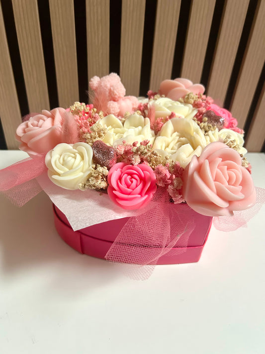 Bouquet de Fleurs en Cire – Édition Saint-Valentin Rose