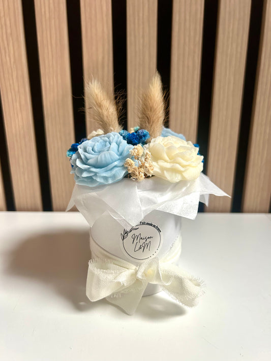 Bouquet pivoine bleu et blanc