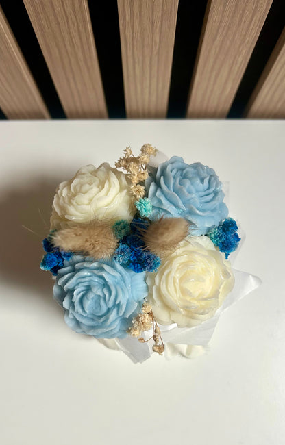 Bouquet pivoine bleu et blanc