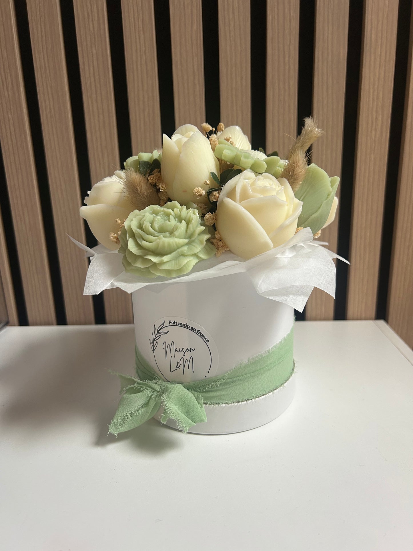 Bouquet floral vert et blanc